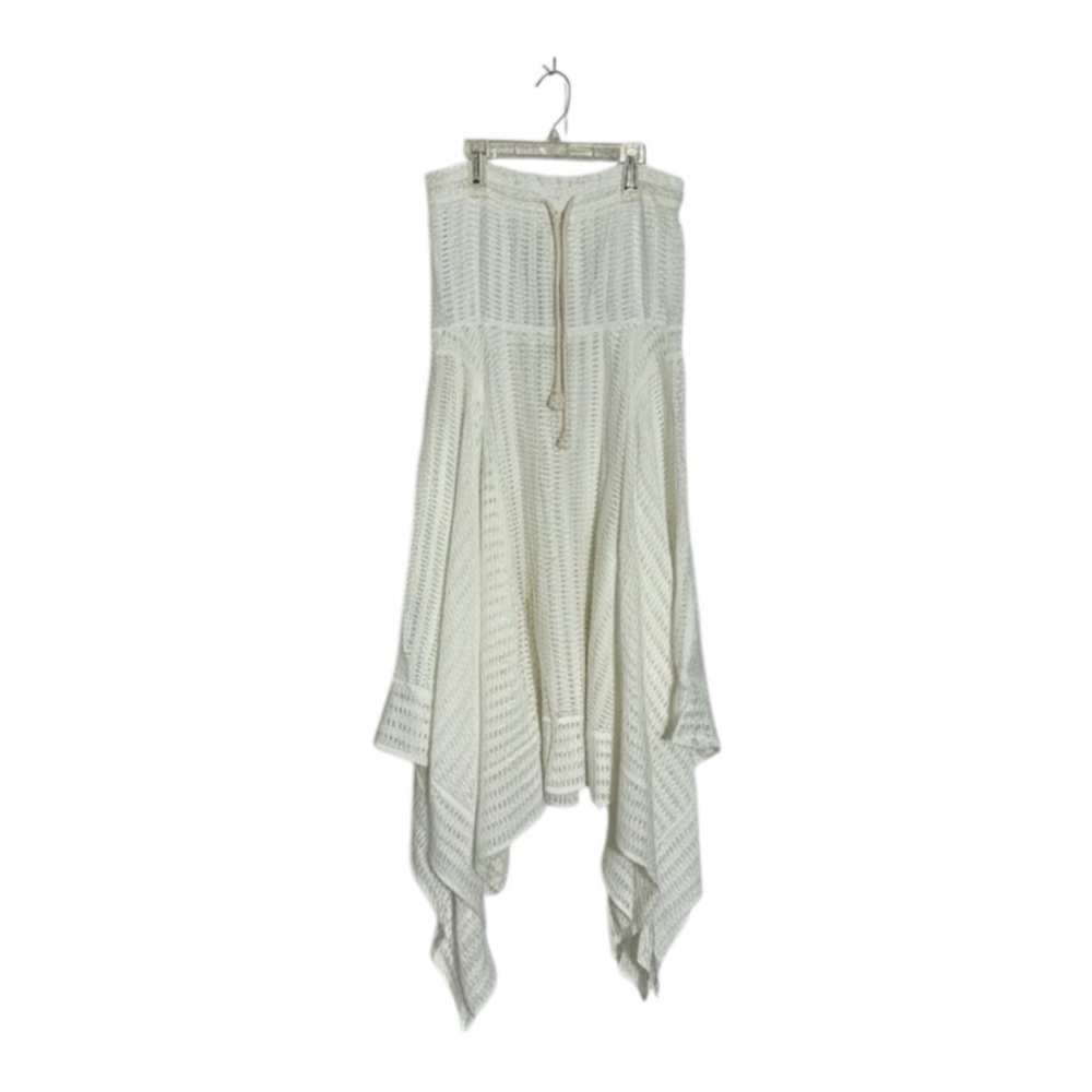 Anthropologie Lilka White Asymmetrical Handkerchief Hem‎ Midi Dress Strapless